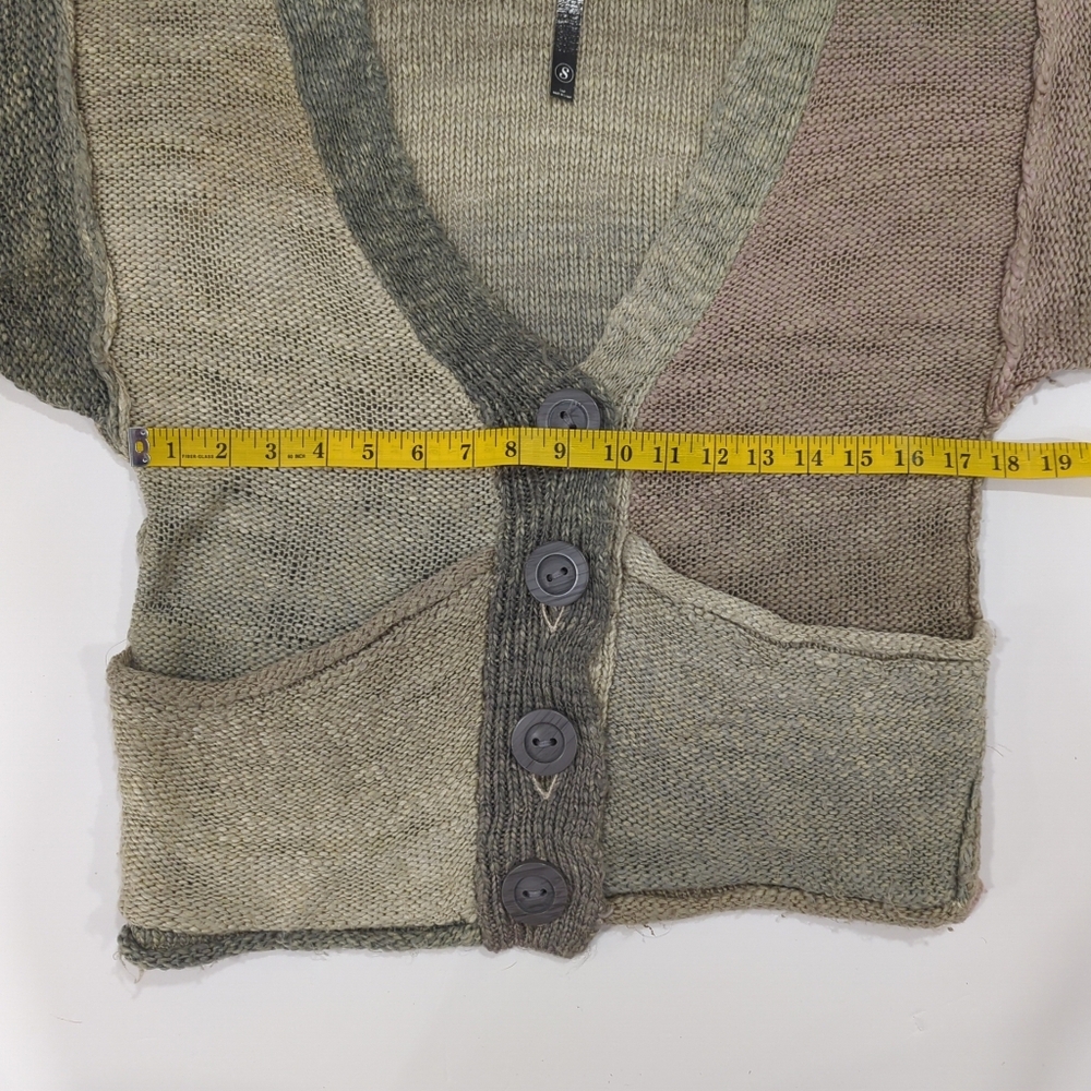 Kensie Pink Green Button Cardigan Chunky Knit - Women's Small Multicolor Heavy - Picture 14 of 16
